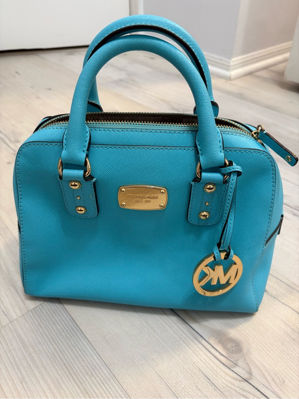 Bright Blue Michael Kors Medium Leather Satchel - Picture 1 of 9